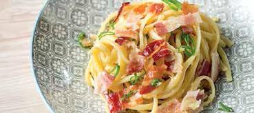 Linguine con pesce spada affumicato e speck