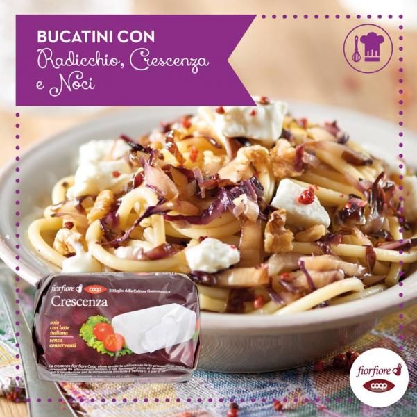 Bucatini con radicchio crescenza e noci