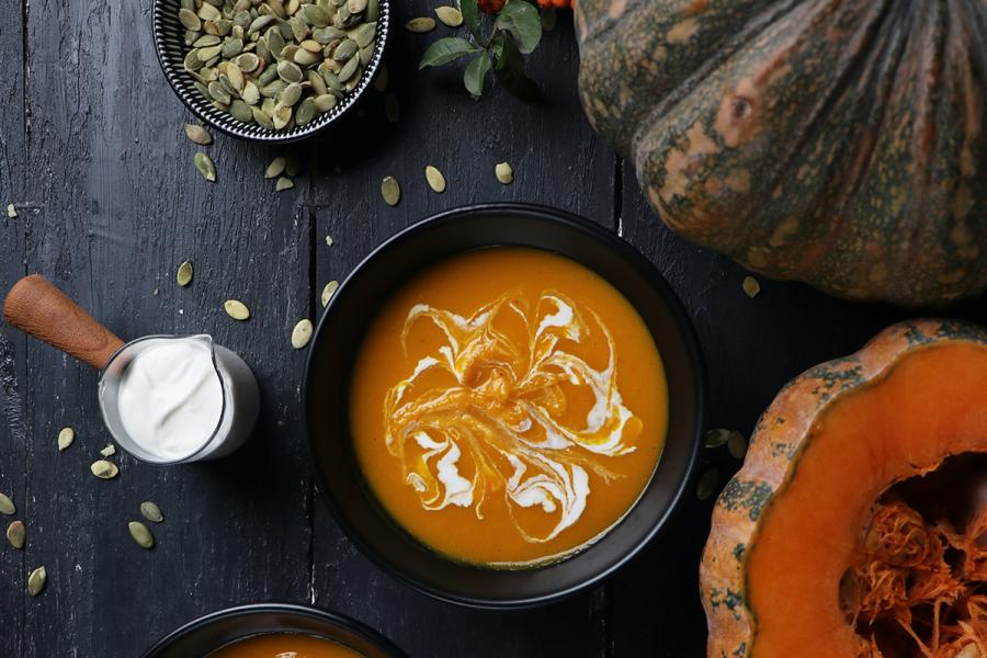 vellutata di zucca con mousse allo yogurt