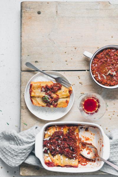 Cannelloni al ragù di lenticchie  