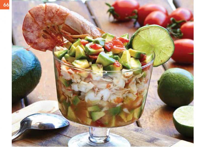 Guacamole scomposta con gamberi